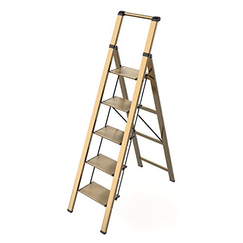 5 Step Aluminum Folding Ladder 300 lbs Capacity H209571