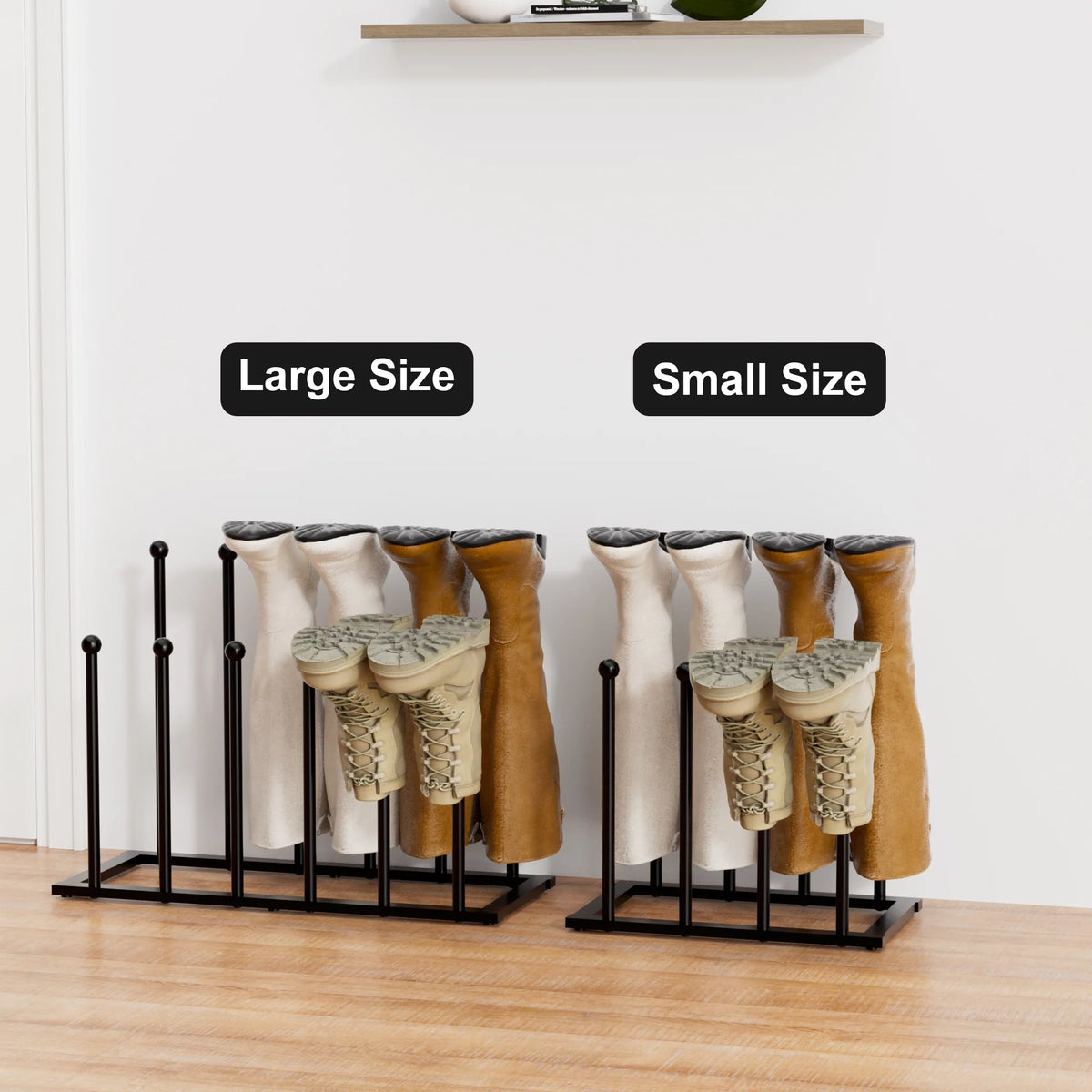 Black Metal Free Standing Shoe Rack for 4 Pairs T56038
