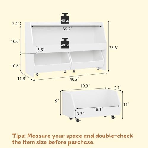 2 Tier Toy Storage Organizer with Movable Bins L551274