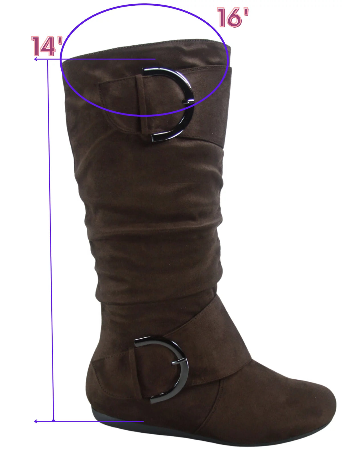 Brown Wide Calf Knee High Boots A8003