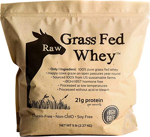 Raw Grass Fed Whey Protein Powder, Unflavored, 5 LB B8352