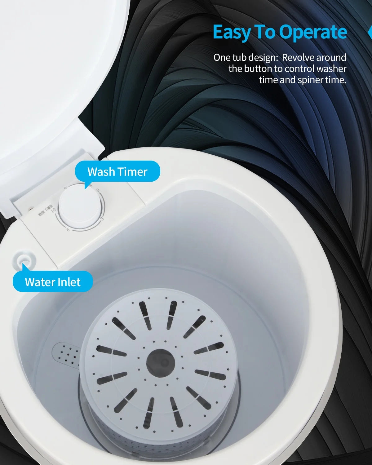 9lbs Mini Portable Washing Machine with Spiner Basket, White U282