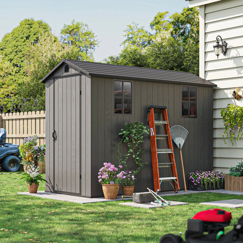 4x8 Resin Storage Shed with Lockable Doors T846