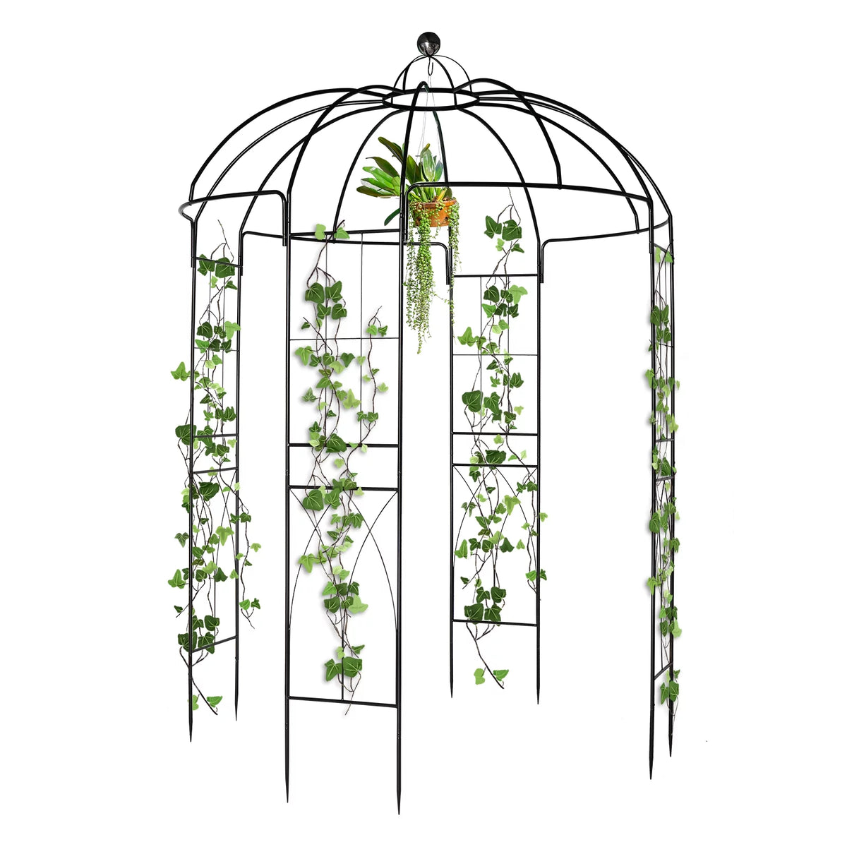 Black Outdoor Trellis Planter with Stakes U156