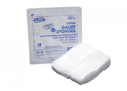Type VII Gauze Sponge 4x22 12 Ply Sterile 10 per Tray, 128 Trays per Case F90181